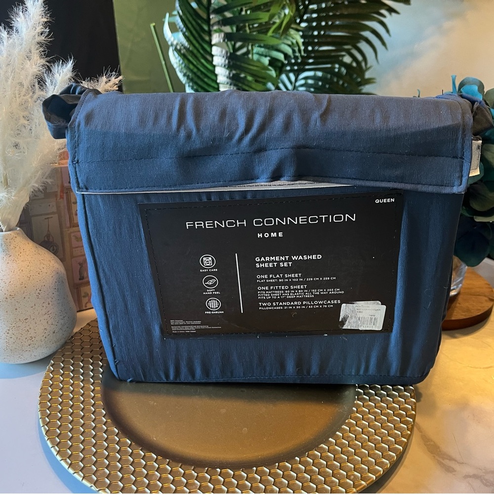 French Connection Navy Sheet Set blue - Picture 6 of 11